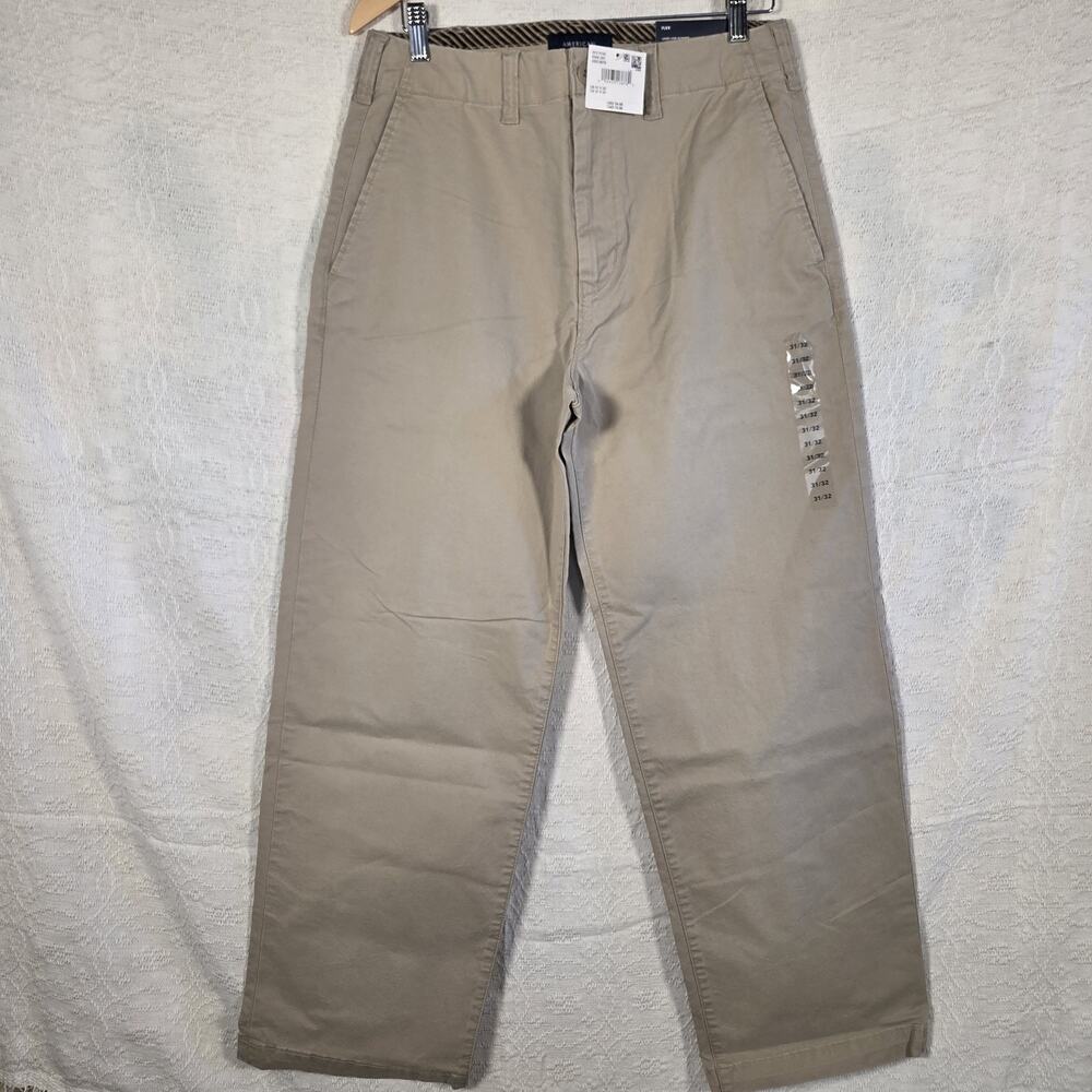 NWT American Eagle Flex Loose Lived-In Khakis Mens 31x32 Tan Casual Pants
